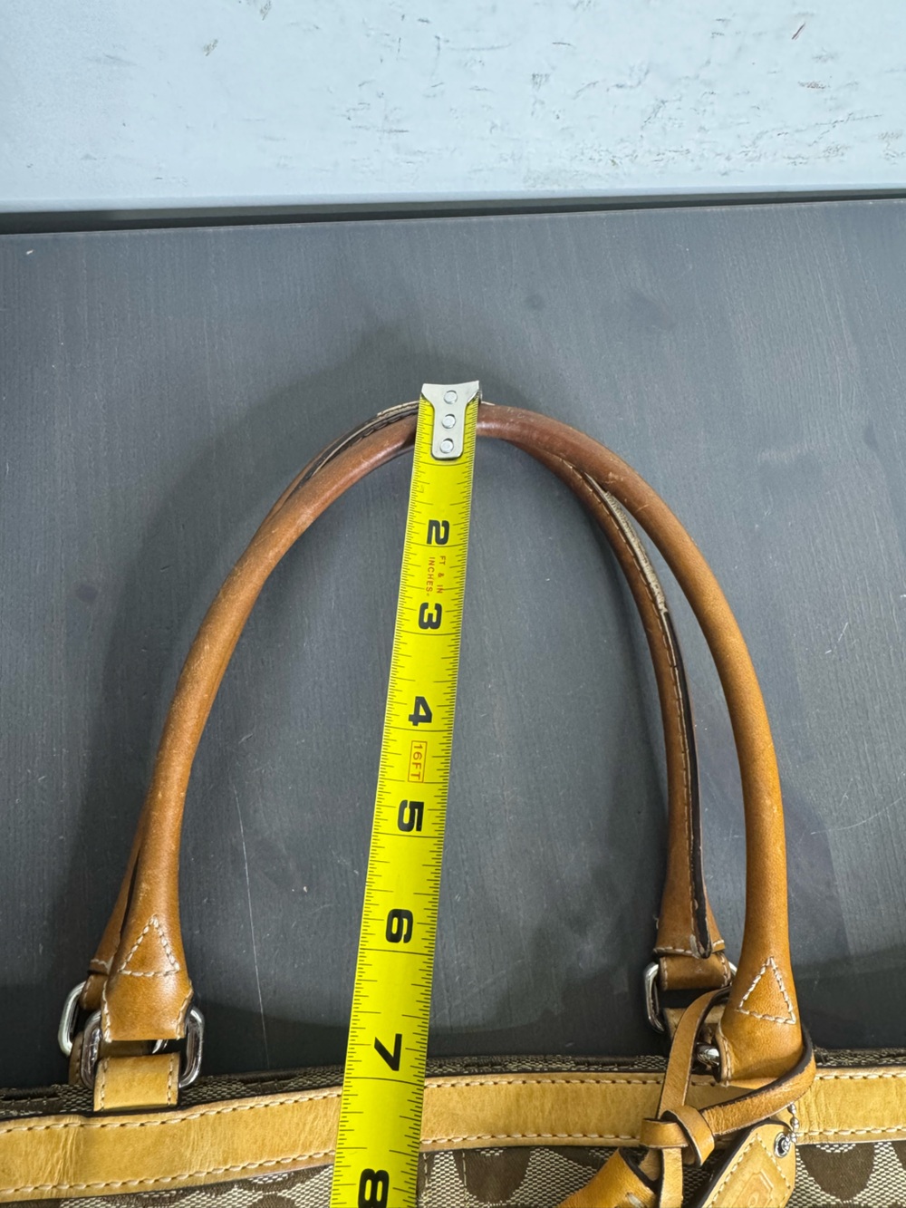 COACH Hampton Signature Jacquard Tan Satchel - Picture 11 of 12